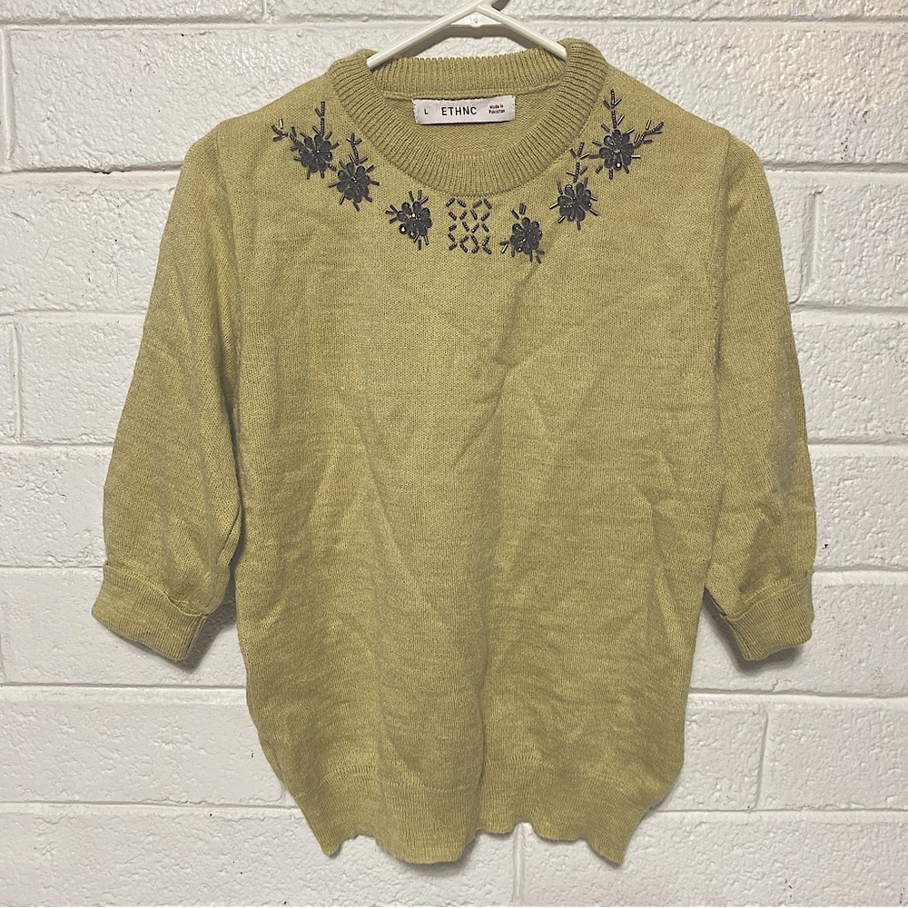 Pakistani Super Soft Beaded Sweater Bedazzled Embroidery ETHNC large cropped